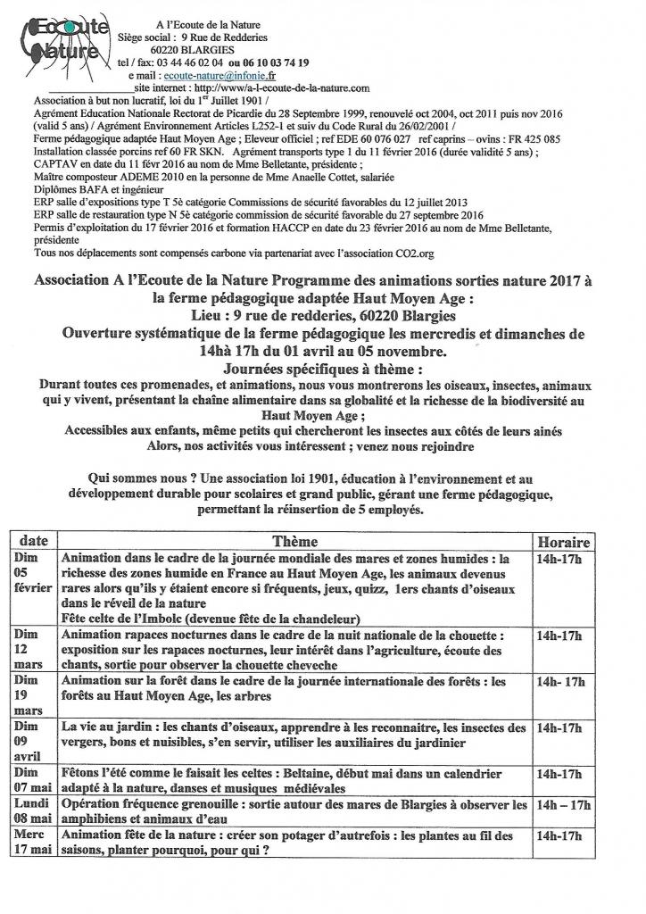 1ère page programmes sorties 2017